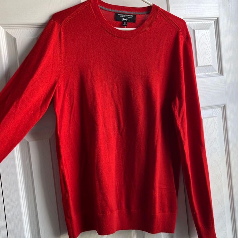Sapphire Red Merino Wool Crewneck Sweater